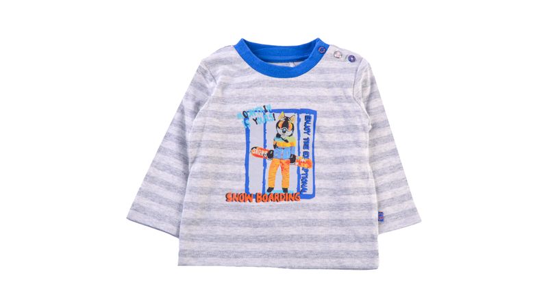 Polera Manga Larga Bebe Nino Gris claro