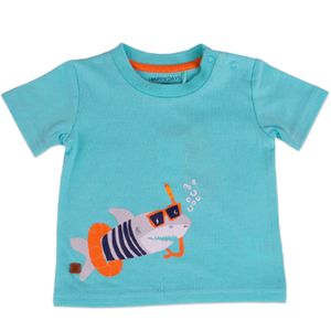 Polera Manga Corta Bebé Niño Turquesa
