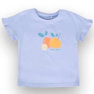 Polera Manga Corta Niña Azul acero