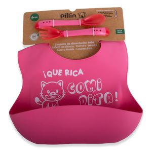 Set Babero con Cubiertos Fucsia
