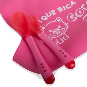 Set Babero con Cubiertos Fucsia