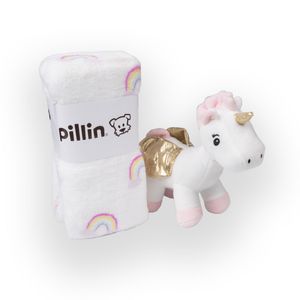 Peluche con manta Unicornio Blanco